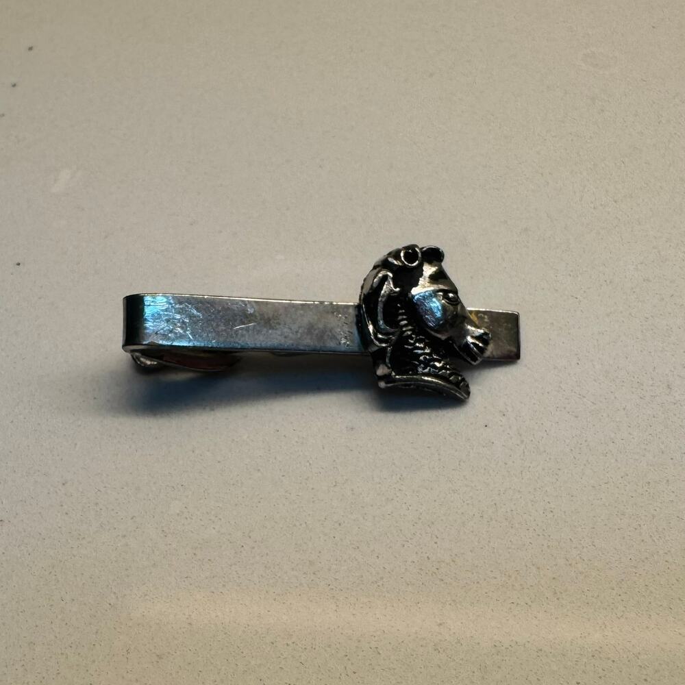 Vintage Silver Tone Horse Head Equestrian Tie Clip Tie Bar